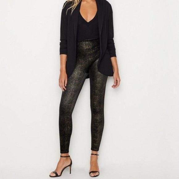 Spanx Velvet Velour Gold Shine Leggings - Picture 1 of 11